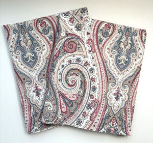 Lauren Ralph Paisley King Pillow Shams (2) Pink, Blue, Brown 100% Cotton